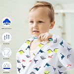 Toddler Boys Bathrobes,Kids Boys Animal Plush Bathrobe Dinosaur Hooded Flannel Sleep Robe 2-7 Years