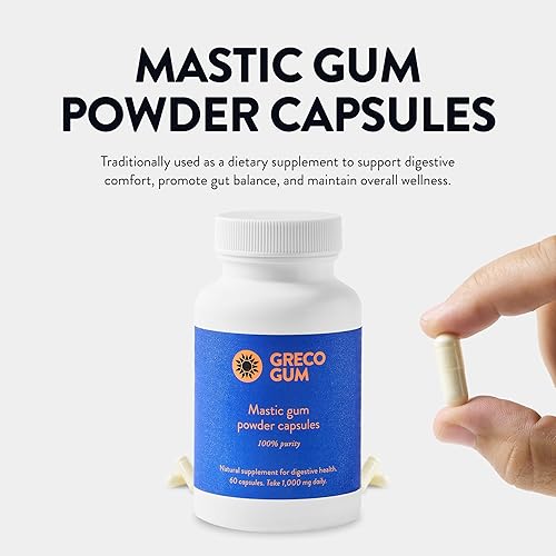 Miniatura 4 de GRECO GUM Paquete de nueces y cápsulas de masilla  2 artículos NUGGETS MASTIHA PURE CHIOS (1.59 OZ TIN) + CÁPSULAS DE Goma MASTICA 500 mg (60