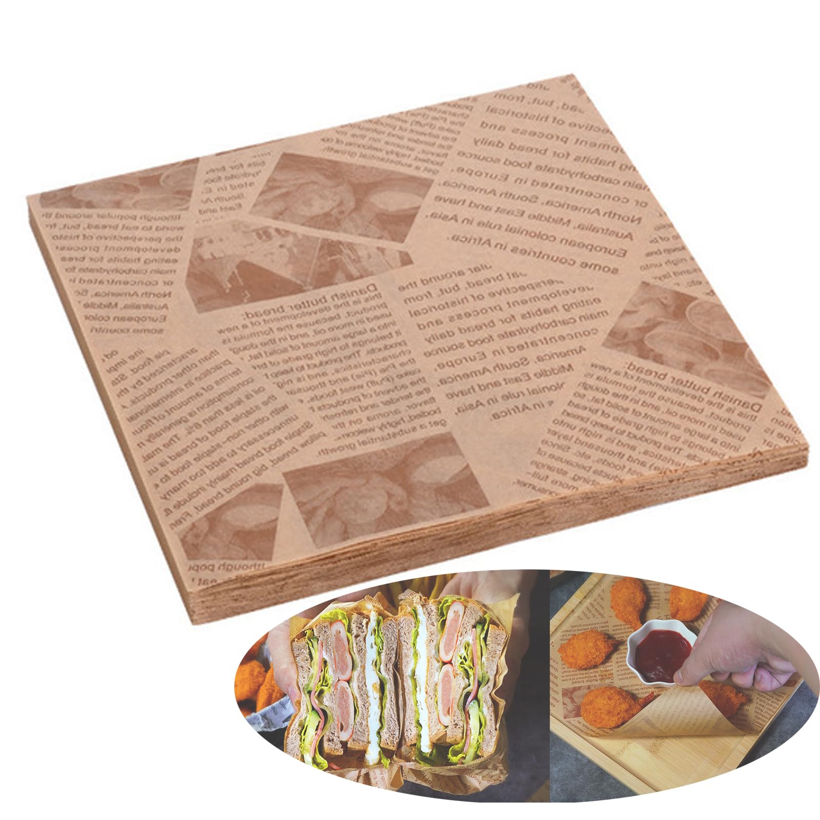 50 Blatt Burger-Papier Wasser- Und öldicht – 20x21 Cm, Dickes Deli-Papier Für Burger, Sandwiches, Pommes & Snacks – Fettfest, Knusprig, Umweltfreundlich