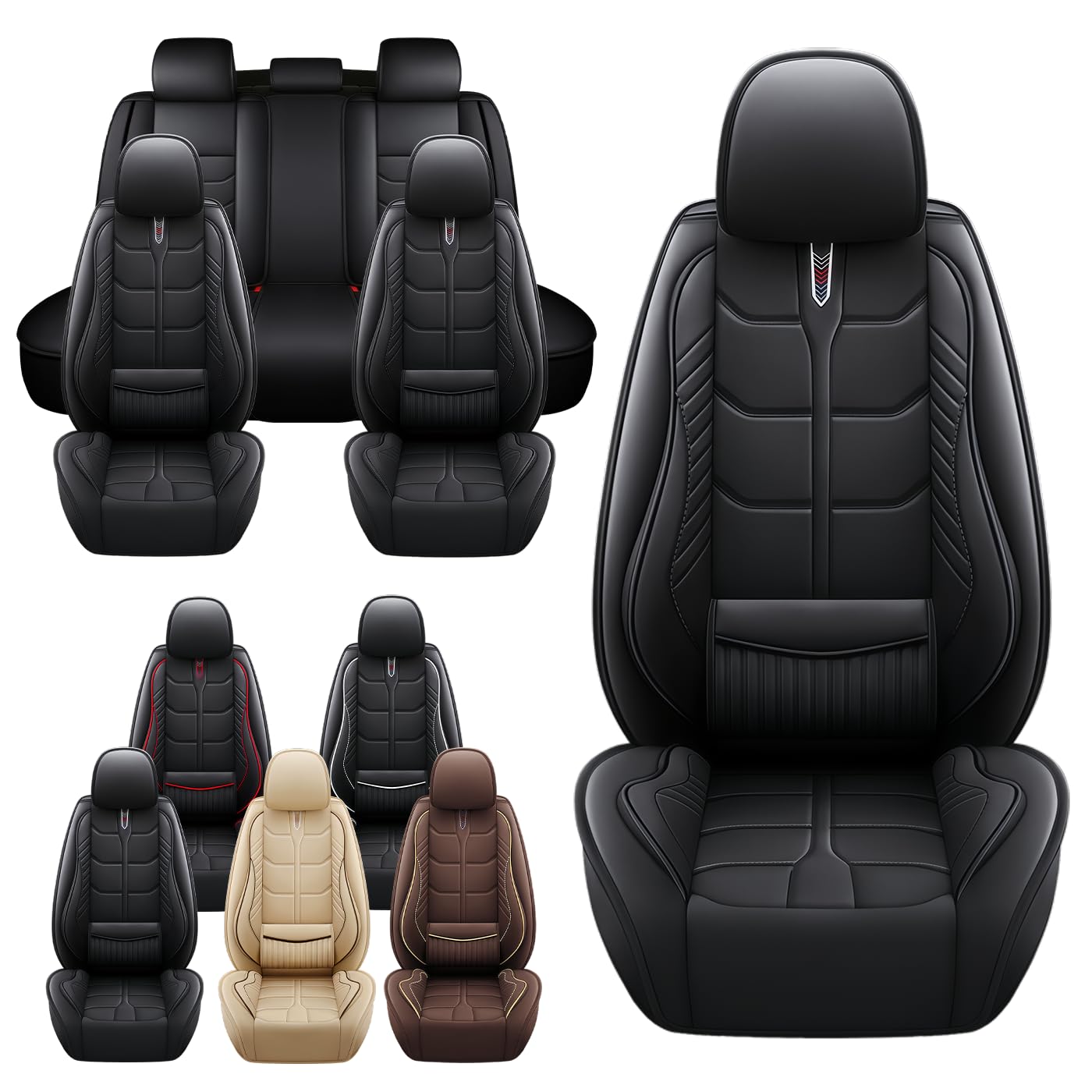 Leather Car Seat Covers Fit for Nissan Titan XD 2016-2024 5 Seater Car Seat Cover Premium Waterproof Scratch