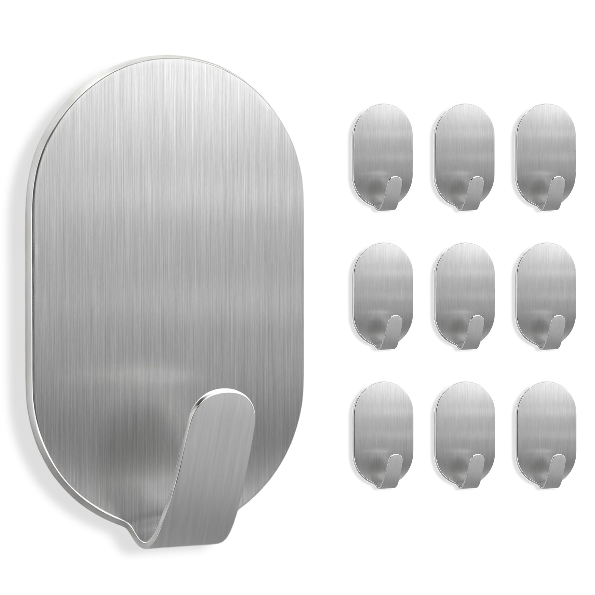 FUFUSING Wall Hooks Stick on, Stainless Steel, 10 Pack Kitchen Towel Hooks