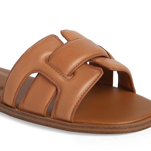 Aldo womens Women Elenaa210 Leather Flats Brown Flat Sandal