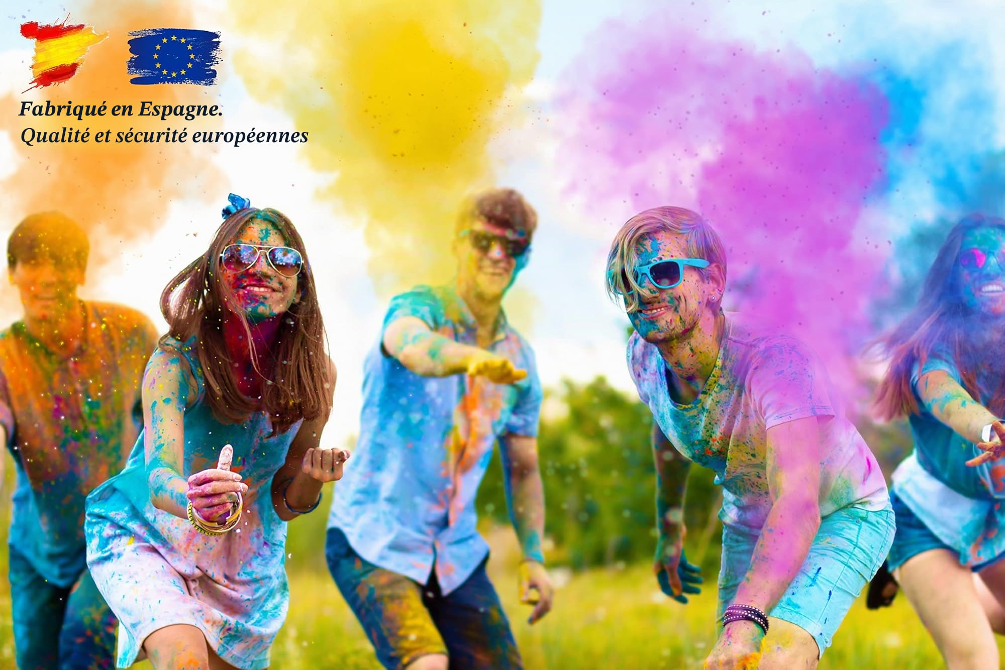 Poudre Holi - Sac 1 kg - 9 Couleurs Différentes - Peignez en Couleur vos Fêtes Holi et Holi Run