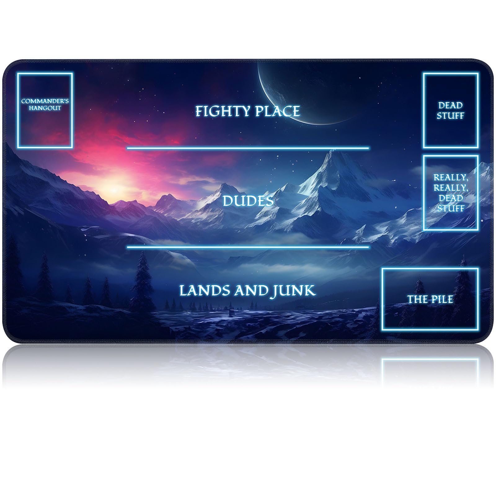 for MTG Game Playmat, for Magic TCG Rubber Play mat,Tabletop Card Playmats with Smooth Surface,Trading Card Inked Game Mat with White Zones,Battle Game,Snow Mountain Moon