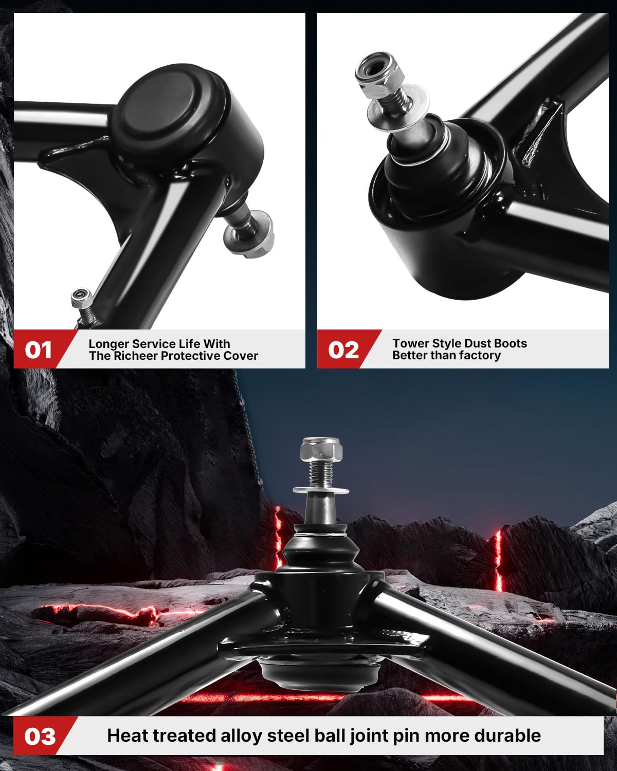 Front Upper Control Arms For 1999-2006 Chevy Silverado 1500 & GMC Sierra 1500 - 2-4" Lift Compatible