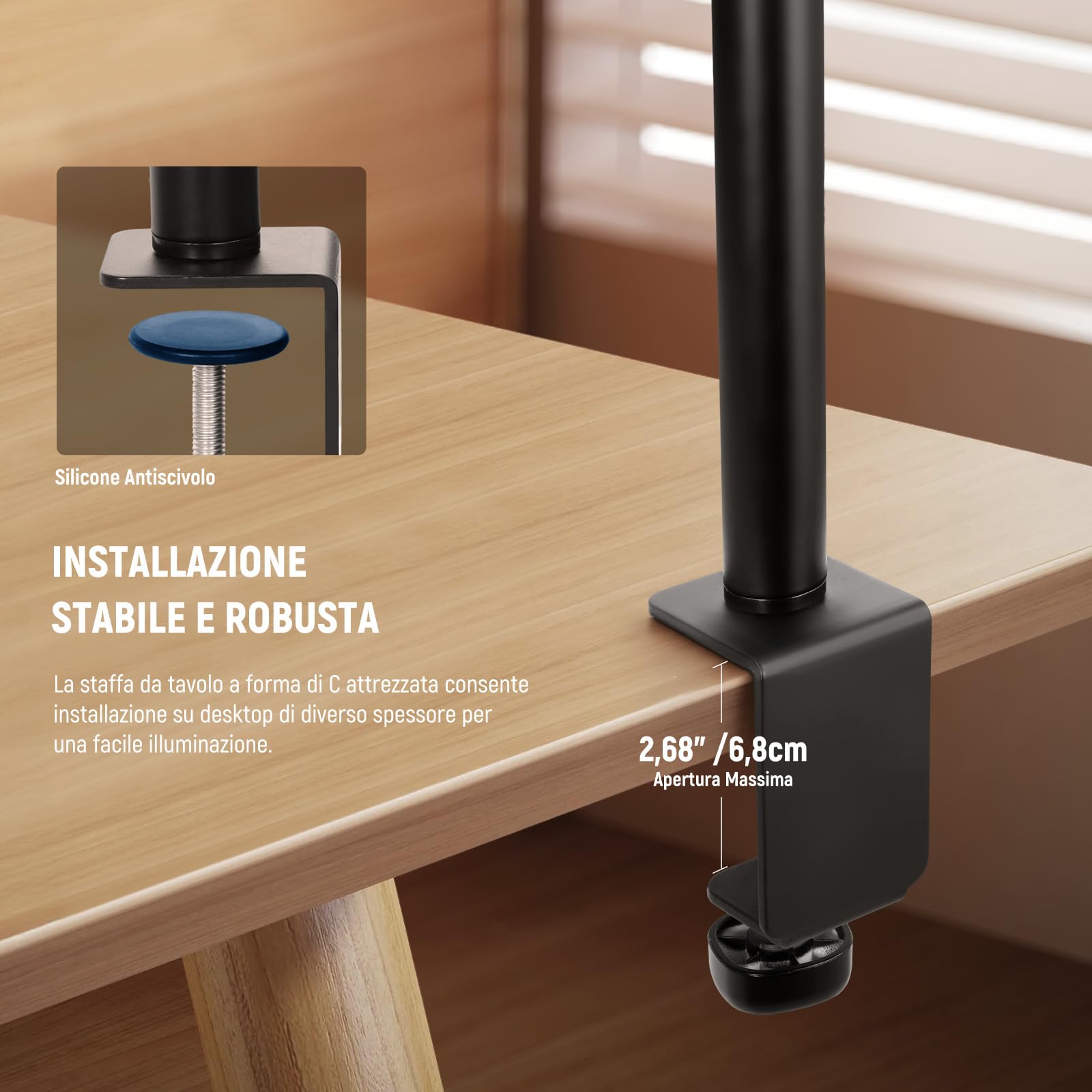 NEEWER Basic Ring Light da Tavolo 18W 18cm per Videoconferenze Streaming, Luce Anulare LED a Schermo Intero Dimmerabile 3000-6500K con Braccio Articolato e C Clamp per Zoom Call Telefono/Computer, R18