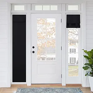 RYB Home Sidelight Front Door Curtains, Privacy Half Window Curtains Thermal Insulate Covering for Patio / Glass / French Door, 12 inch x 72 inch, Black, 1 Panel