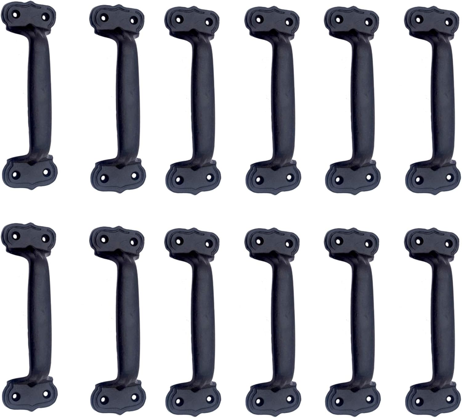 Adonai Hardware "Calneh Antique Cast Iron Cabinet Pull Handles for Vintage Wooden Barn Doors, Gates, Trays, Closets, Furniture, Drawers, Cupboards, Wardrobes and Sheds (Black Powder Coated)