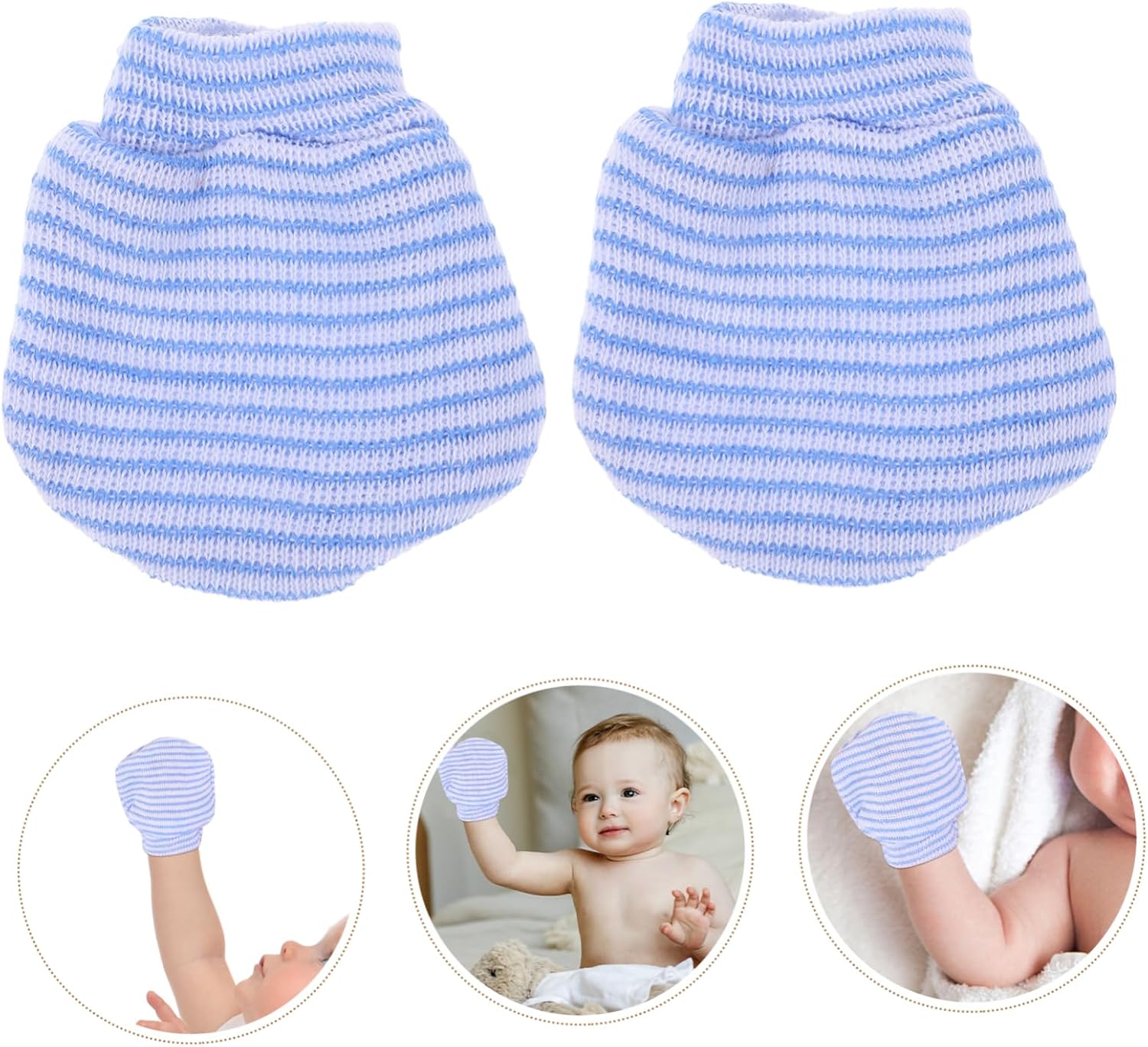 1pair Boy Girl Mittens No Scratch Knitted Gloves for Newborns Toddlers Soft -scratch Hand Essential Wrap