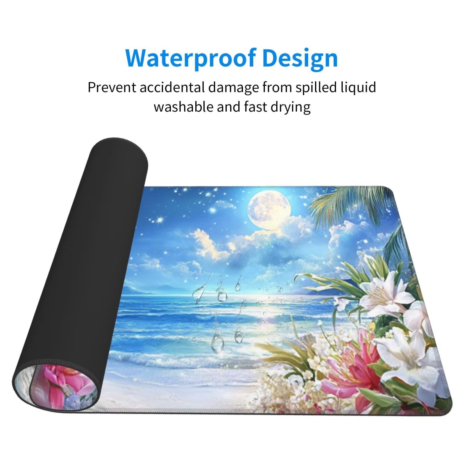 Podkładka pod mysz paw XXL mata na biurko księżyc 1600 x 800 x 3 mm zmywalna podkładka do gier na laptopa, z antypoślizgową gumową podkładką do gier, PC, pracowników biurowych Y525