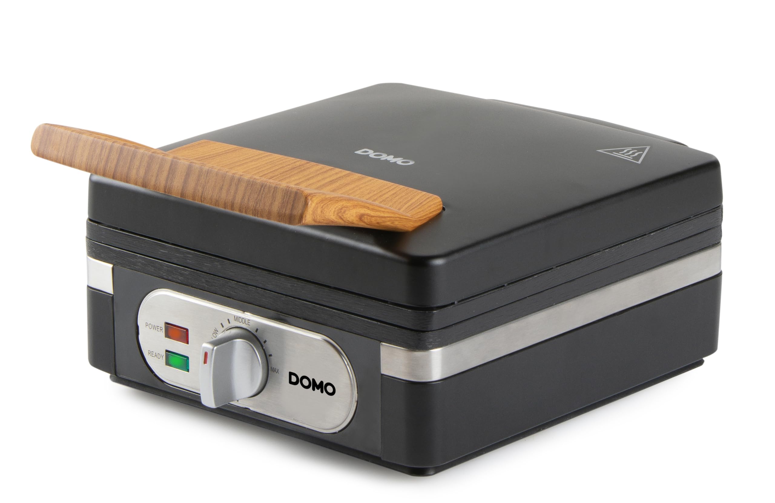 DOMO DO9275W Waffle para 2 gofres belgas - Gofres XL 4x7 - Revestimiento antiadherente sin PFAS - 1400W - Revestimiento cerámico - Negro
