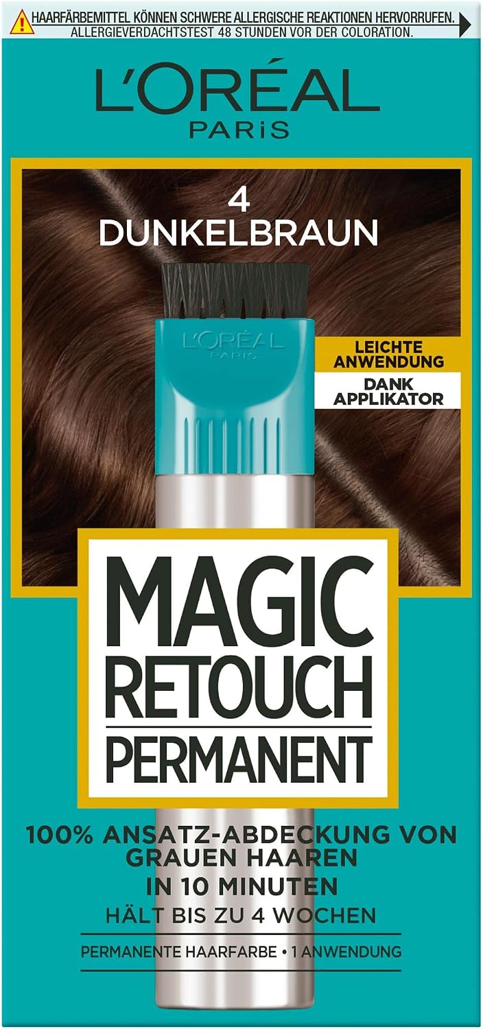 L’Oréal Paris Magic Retouch Permanent Farba do Włosów, Nr 4 Ciemnobrązowy, 95 g