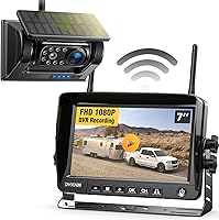 DVKNM Magnetic Solar Wireless Backup Camera 1080P HD 7" IPS Monitor - 3-Min DIY Install for RV Trailer Hitch Gooseneck AP7