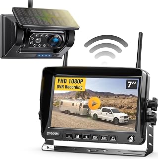 DVKNM Magnetic Solar Wireless Backup Camera 1080P HD 7" IPS Monitor - 3-Min DIY Install for RV Trailer Hitch Gooseneck AP7