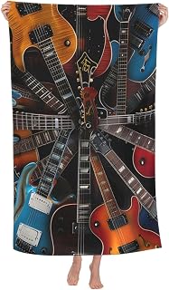 Electric Guitar Beach Towel Rock and Roll Sand-Free Microfiber Bath Towel Ultra Soft Quick Dry Pool Towel Absorbent Towel Lightweight Towel Gifts for Outdoor Bathroom Swimming Decor 31inx51in