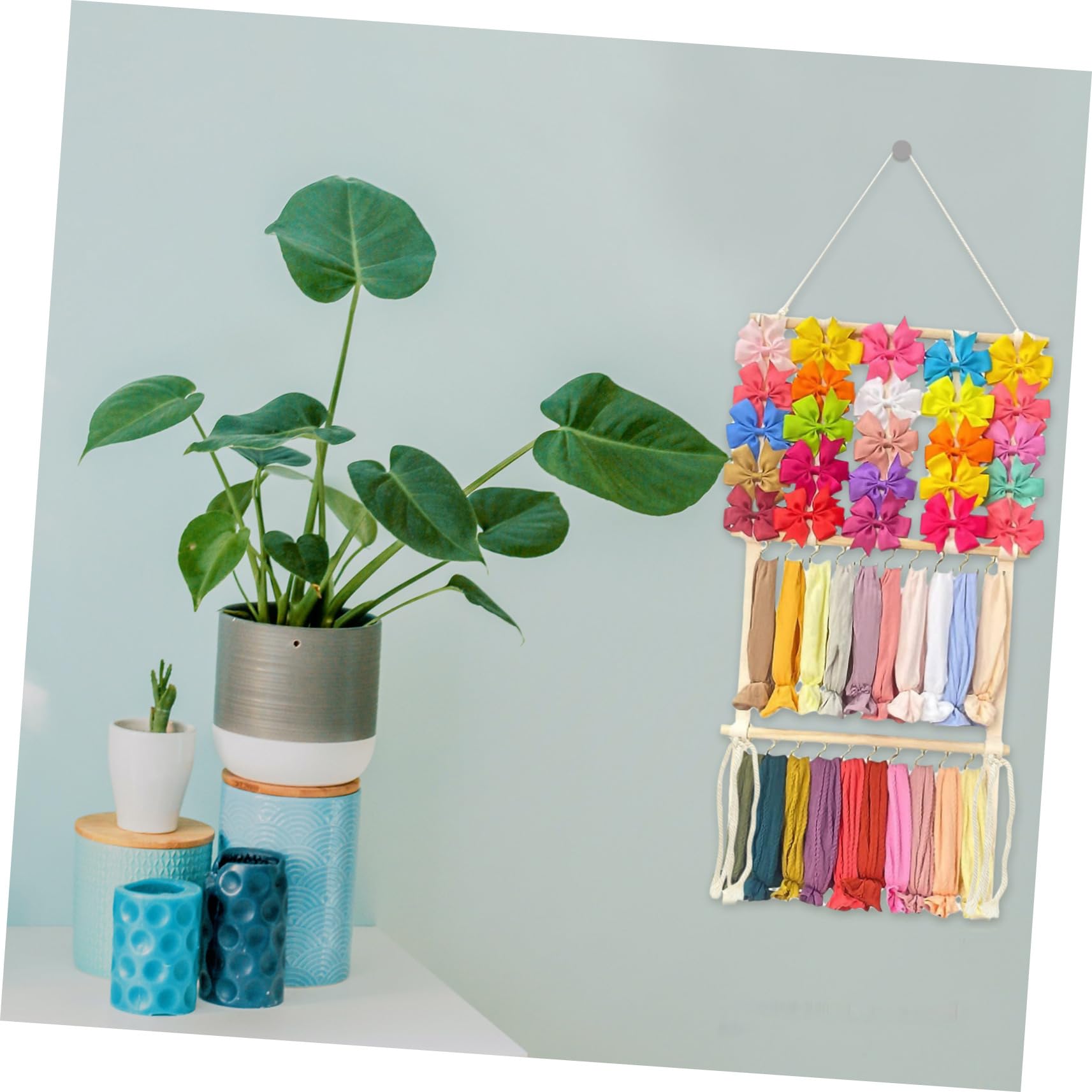 wystrój boho nakrycia głowy scrunchie uchwyt organizator wieszak na włosy stojak dekoracje ścienne lina bawełniana opaska do włosów organizer dla dziewczynek biżuteria dziecięca muszka instrukcja deko