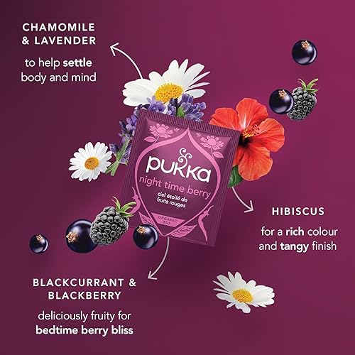 Miniatura 6 de Pukka Herbs Night Time Berry Té de hierbas orgánicas, infusión calmante con manzanilla, lavanda y saúco, juego de regalo de té para la relajación a