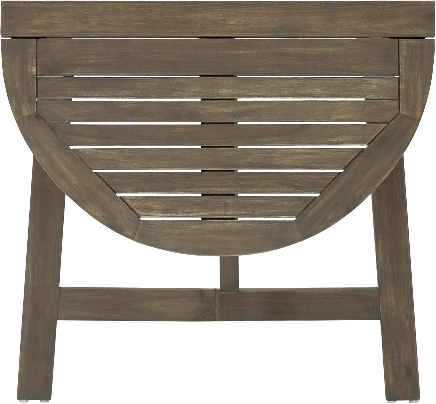 Kaimei Acacia Wood Folding Bistro Table for Balcony, Grey Half-Round Patio Table for Small Spaces