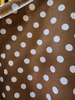 ALEKI Fabric 58 inches Wide Poly Cotton Printed Big Polka Dots Sold by The Yard (Brown/White)