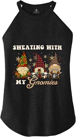 IRON PANDA Womens Tri Rocker Cotton Tank Top-Sweating WITN My Gnomies- Novelty Design Top, Training Sleeveless Tee Black
