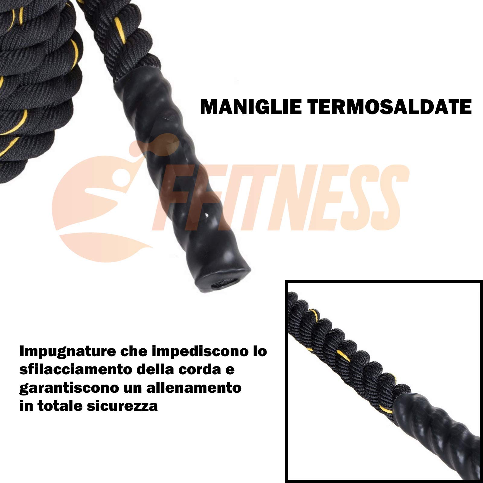 FFITNESS Cuerda de combate de combate para entrenamiento Crossfit Power de 9 m, de 34 mm