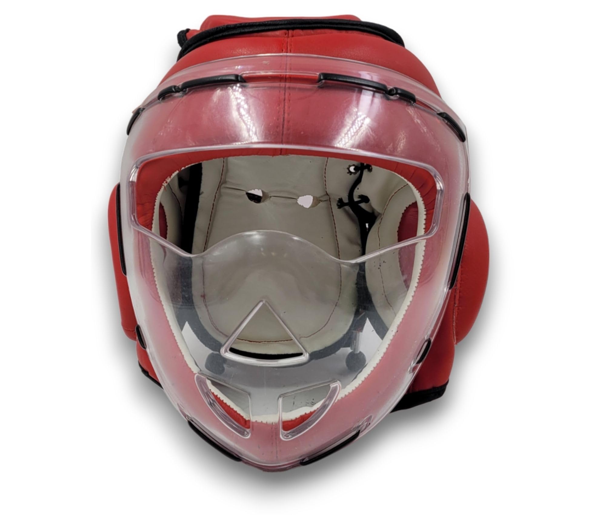 Head Gear Clear Plexiglass Cage Leather (Red, Medium)