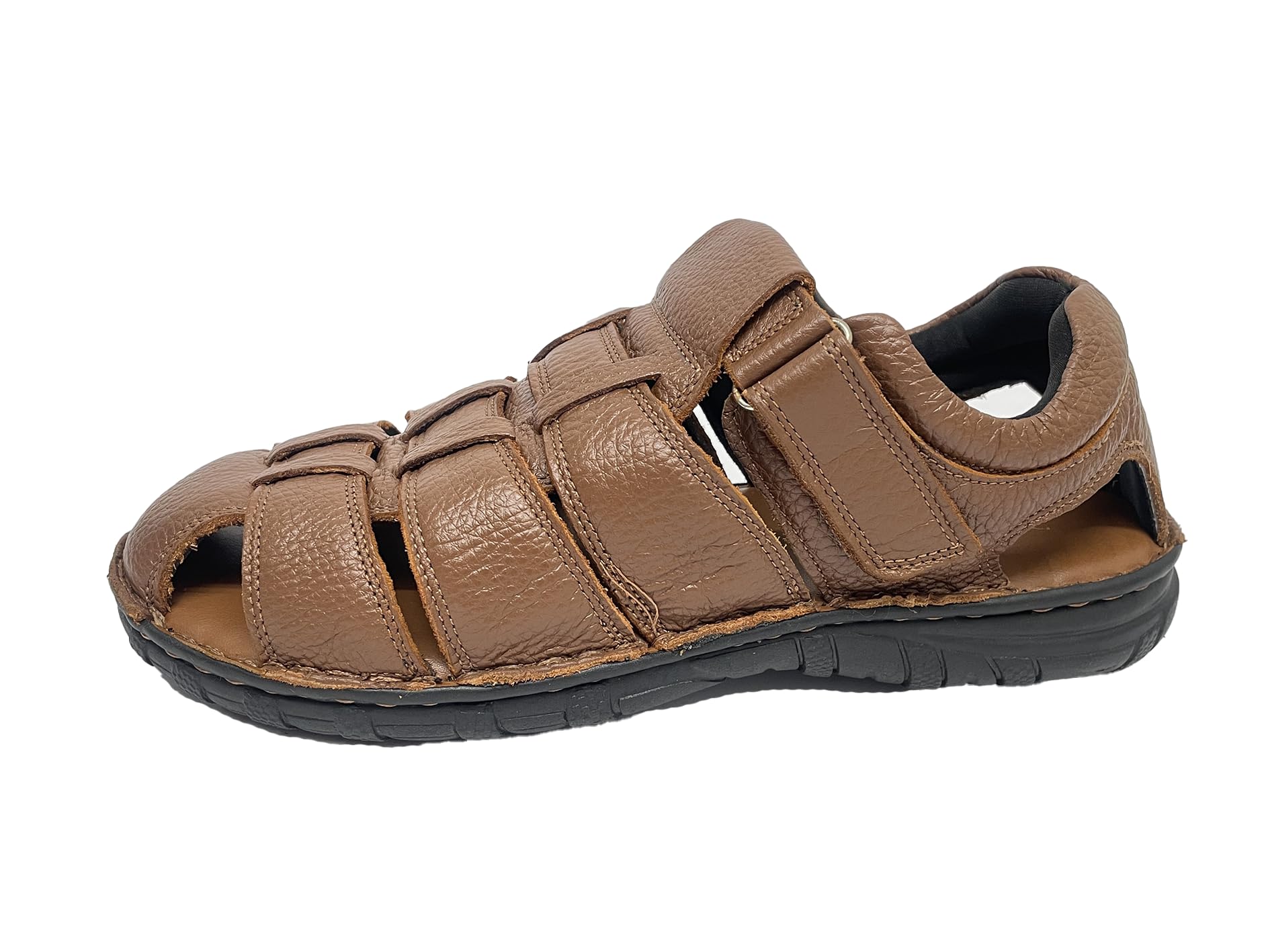 Mark Williams leather sandal for man/Soft footbed/Comfortable for everday use/Anti-Slip TPR sole (TAN, UK Footwear Size System, Adult, Men, Numeric, Medium, 8)-image-10