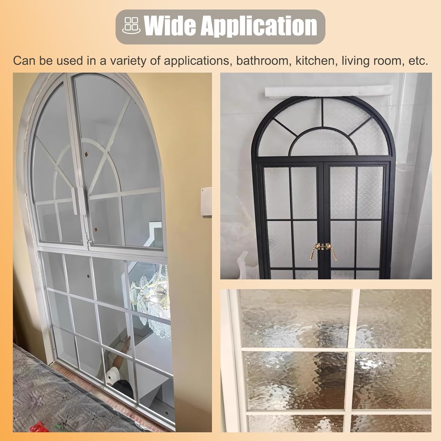 Arch Transom Window with Tempered Glass, Indoor Embedded Privacy Windows for Room Dividers, Stylish Bedroom Ventilation Window with Aluminum Handles(32x56in/81x142cm)