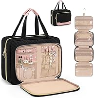 Vista 19 de Wedama Neceser para mujer, bolsa de viaje grande para cosméticos, bolsa de aseo colgante para baño, bolsa de maquillaje impermeable de PVC, bolsa