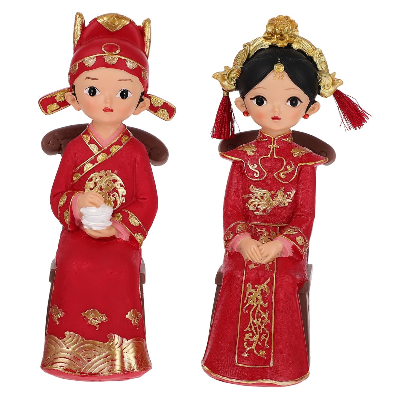 Abaodam Hochzeitspaarfiguren im Traditionellen Chinesischen Stil aus Kunstharz für Dekoration des Hochzeitszimmers Tortendekoration Geschenk für Braut und Bräutigam