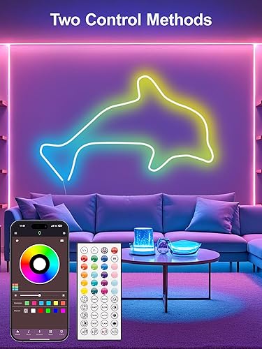 Miniatura 3 de Tira de luces LED RGB de 32.8 pies, aplicación y control remoto, sincronización de música, impermeable IP67, luces de neón flexibles para
