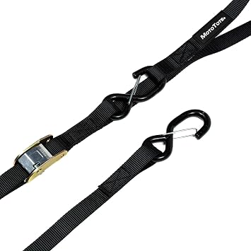 MotoTote Basic Motorcycle Tie Down Bundle for Motorcycles & Electric Bikes (Soft Loop, Cam Buckle Tie Downs & Wheel Tie)