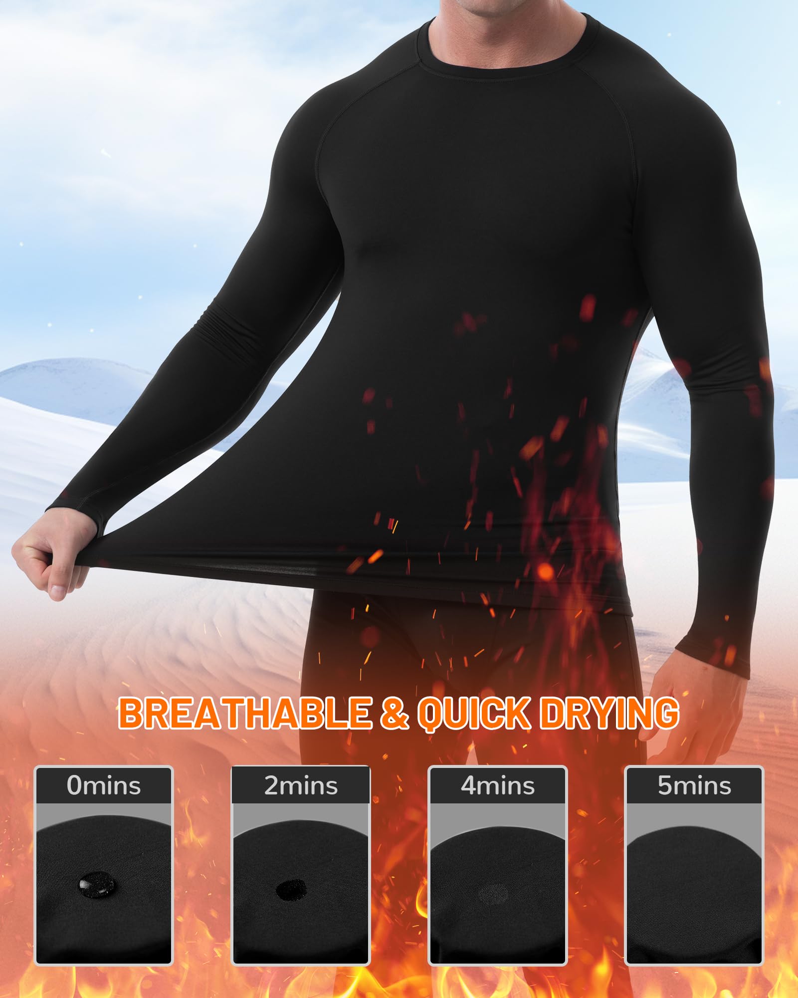 Runhit Camisa de compresión térmica para hombre, con forro polar, manga larga, camiseta térmica atlética, capa base, equipo para clima frío