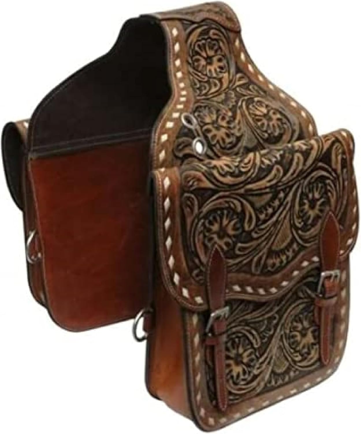 Western Classic Genuine Leather Western Horse Hand Made Saddle Bag Handmade Western Trail Saddle Bag for Horse Riding, One Size