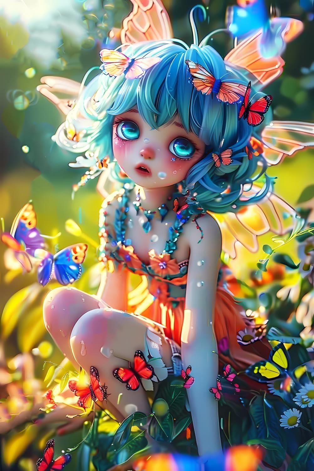 DIY 5D Diamond Painting Kits for Adults Diamond Art Beautiful Fairy with Long Brown Hair Rhinestone Diamond Embroidery Fairy Craft Kits for Living Room Bedroom Wall Decor Gift 18x24 inch