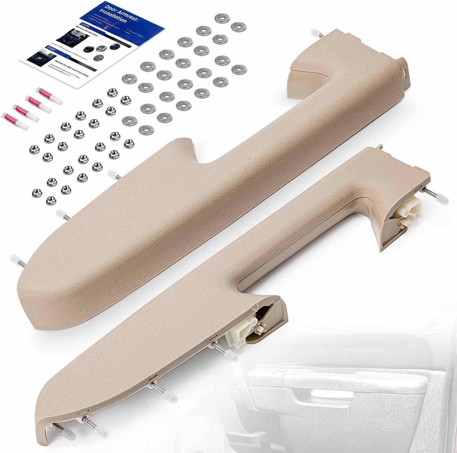 Left Driver & Right Passenger Side Armrest Repair Kit Fit for Chevy Silverado 1500 2500HD 3500HD 2010-2014 For GMC Sierra 1500 2500 HD 3500 HD 2010-2014 Door Panel with Release Handle Below Armrest