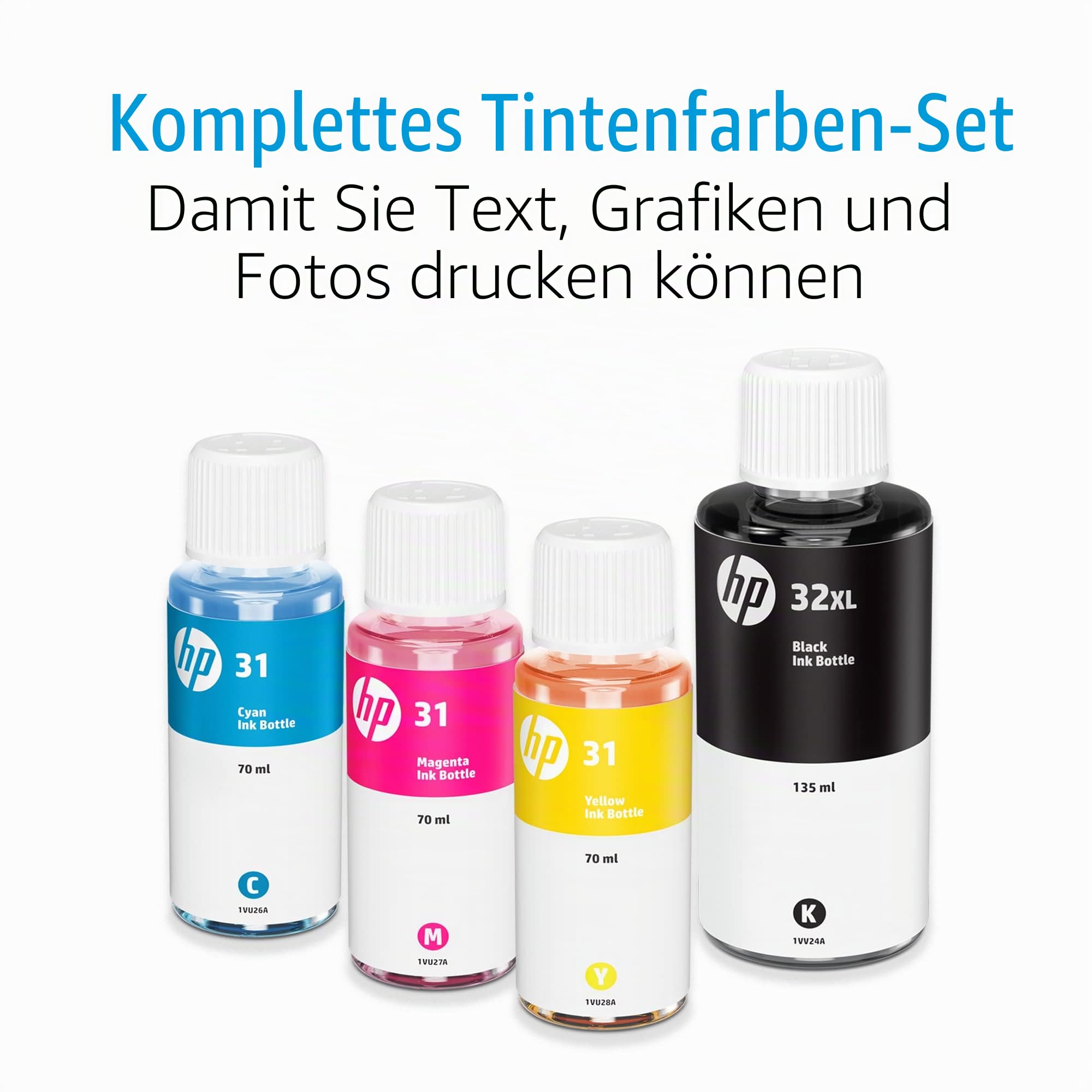 HP 32XL Black & 31 Cyan Magenta Yellow Ink Bottle Bundle Pack