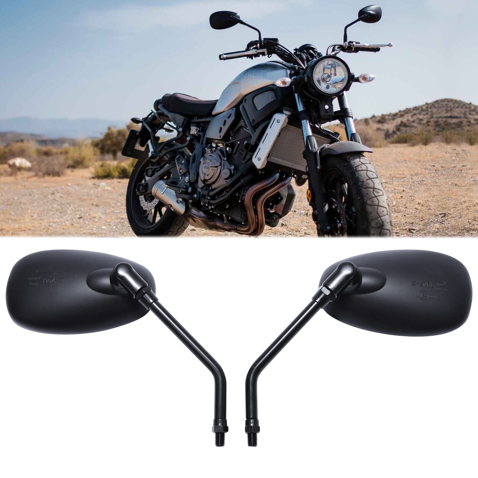 Paire De Rétroviseurs Moto Noir DREAMIZER - M10 M8 Avec Vis Pour Street Bike, Cruiser, Scooter