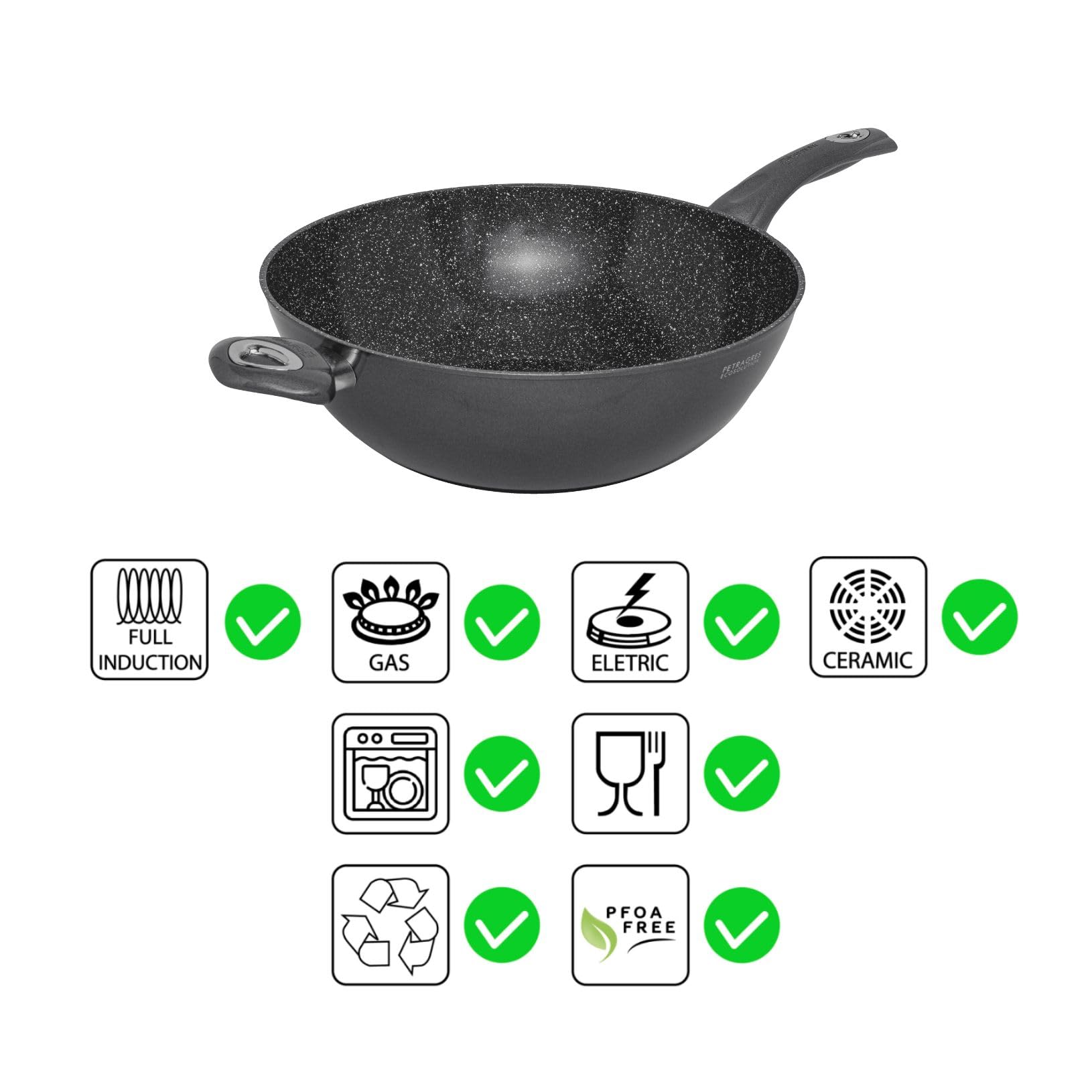 Aeternum, Petragres Ecosolution, Saltapasta Antiaderente, Diametro 32 cm, Full Induction, Adatto all'Induzione, Rivestimento PFAS FREE, Grigio scuro