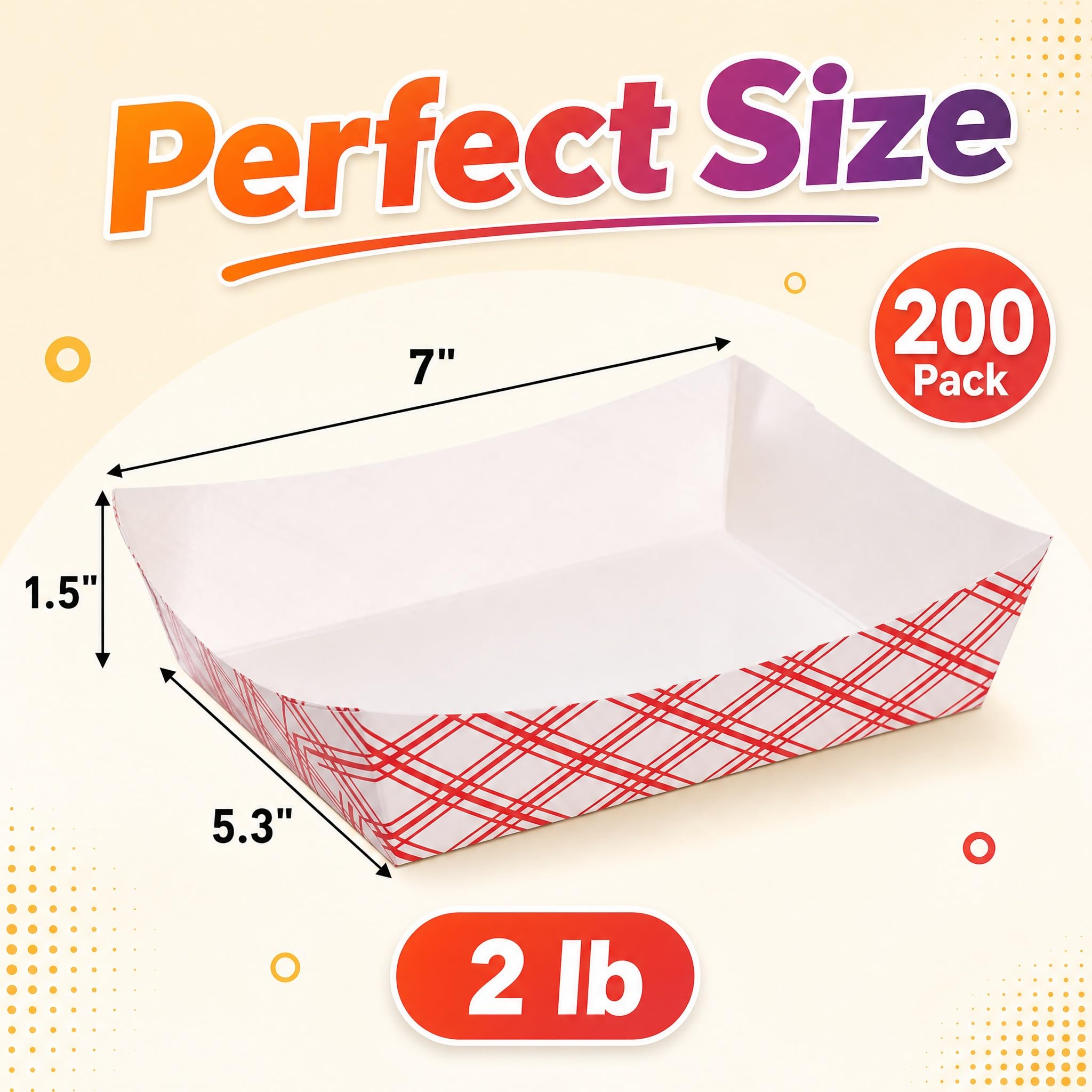 Fasmov - Bandeja de papel desechable para servir comida en bote para patatas fritas, perros de maíz caliente, palomitas de maíz o aperitivos, 100 unidades