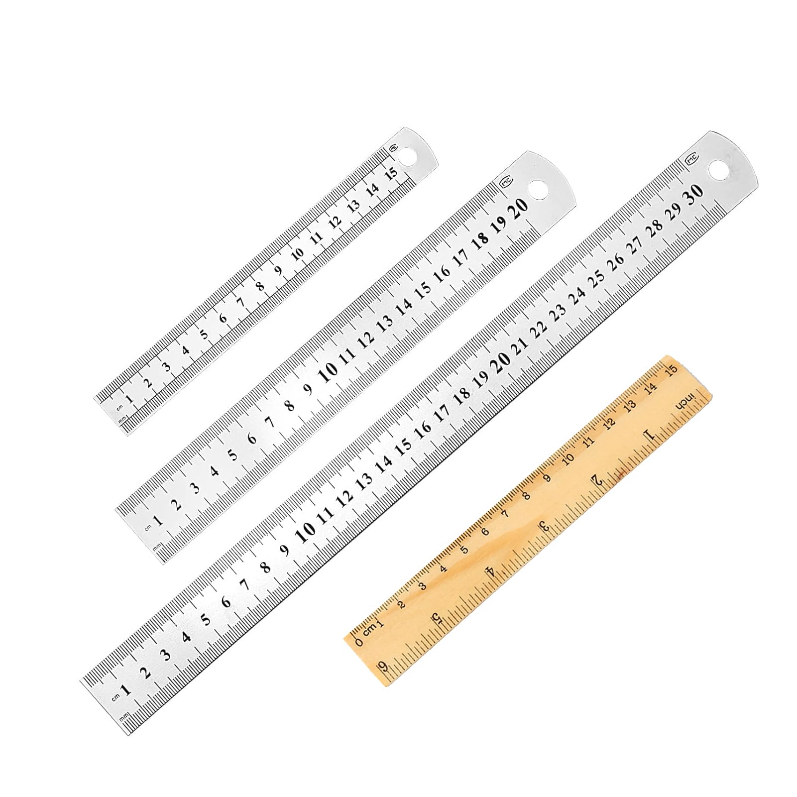 Righello 30 Cm Metallo Righello In Acciaio Inox, Regola Di Precisione In Metallo Con 1270673 - Foto 3