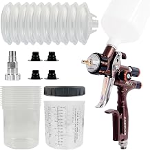 Paint Spray Gun PRD-717 VS Type with Split Nozzle 1.3mm Spray Gun + Disposable Paint Cups 650ml/22oz 10 Sets