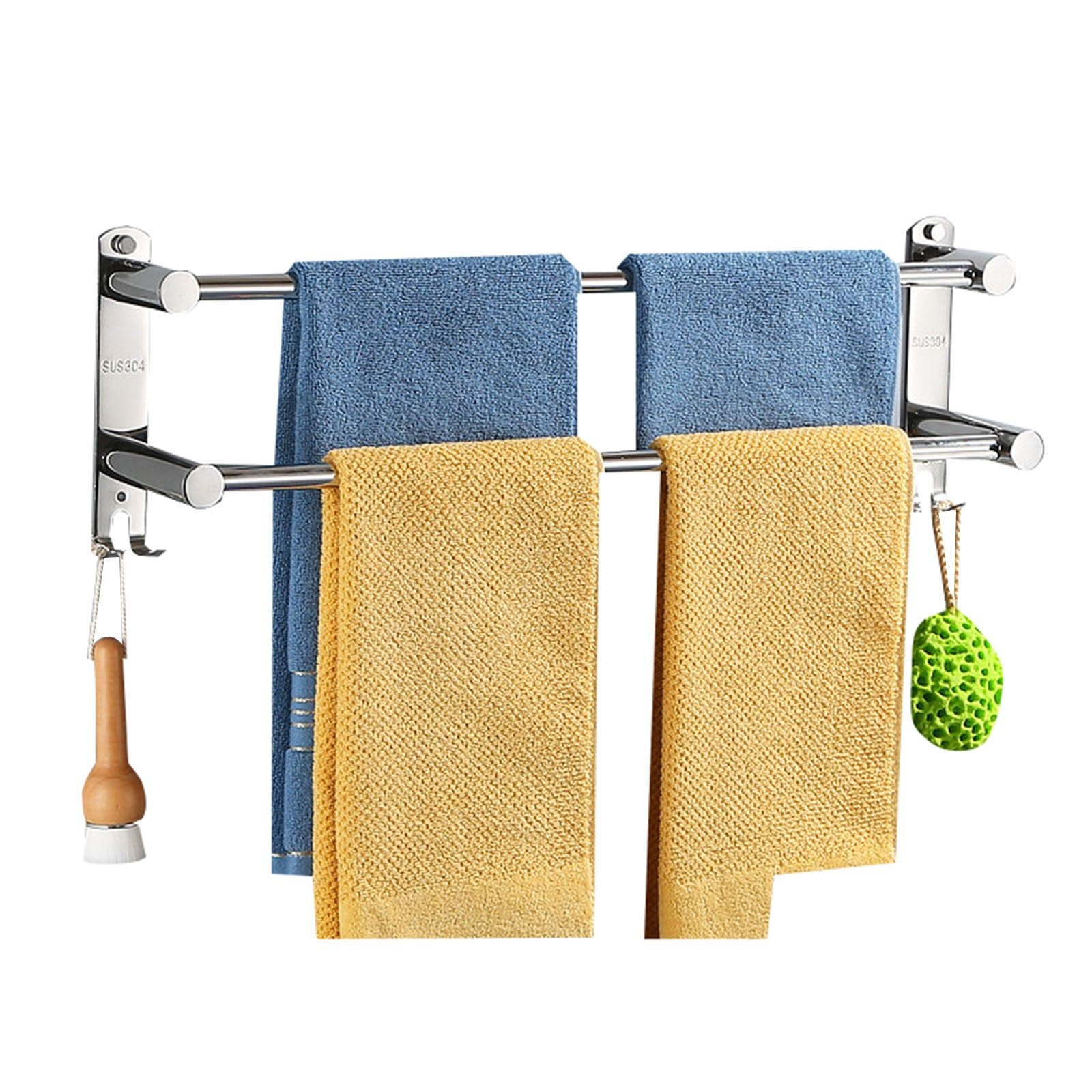 Porte-serviettes haut de gamme double barre inox 304 fini arrondi 80cm