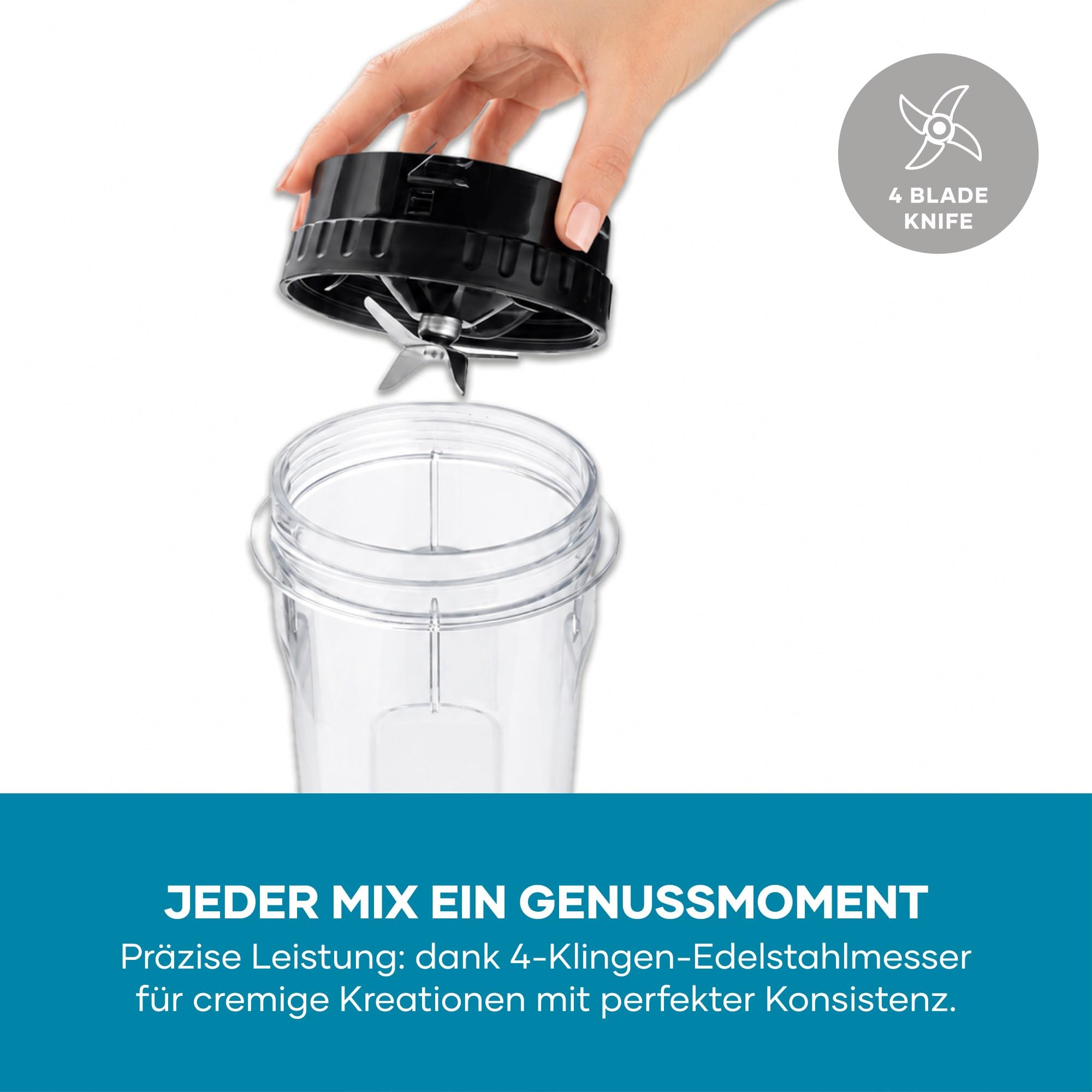 Severin Standmixer, Smoothie Maker, Blender elektrisch, 1,5L, 2 Stufen, Impulsfunktion, spülmaschinengeeignete Teile, Edelstahlmesser, inkl. to go Behälter und Mühlen-Aufsatz, 600W, schwarz, SM 3724