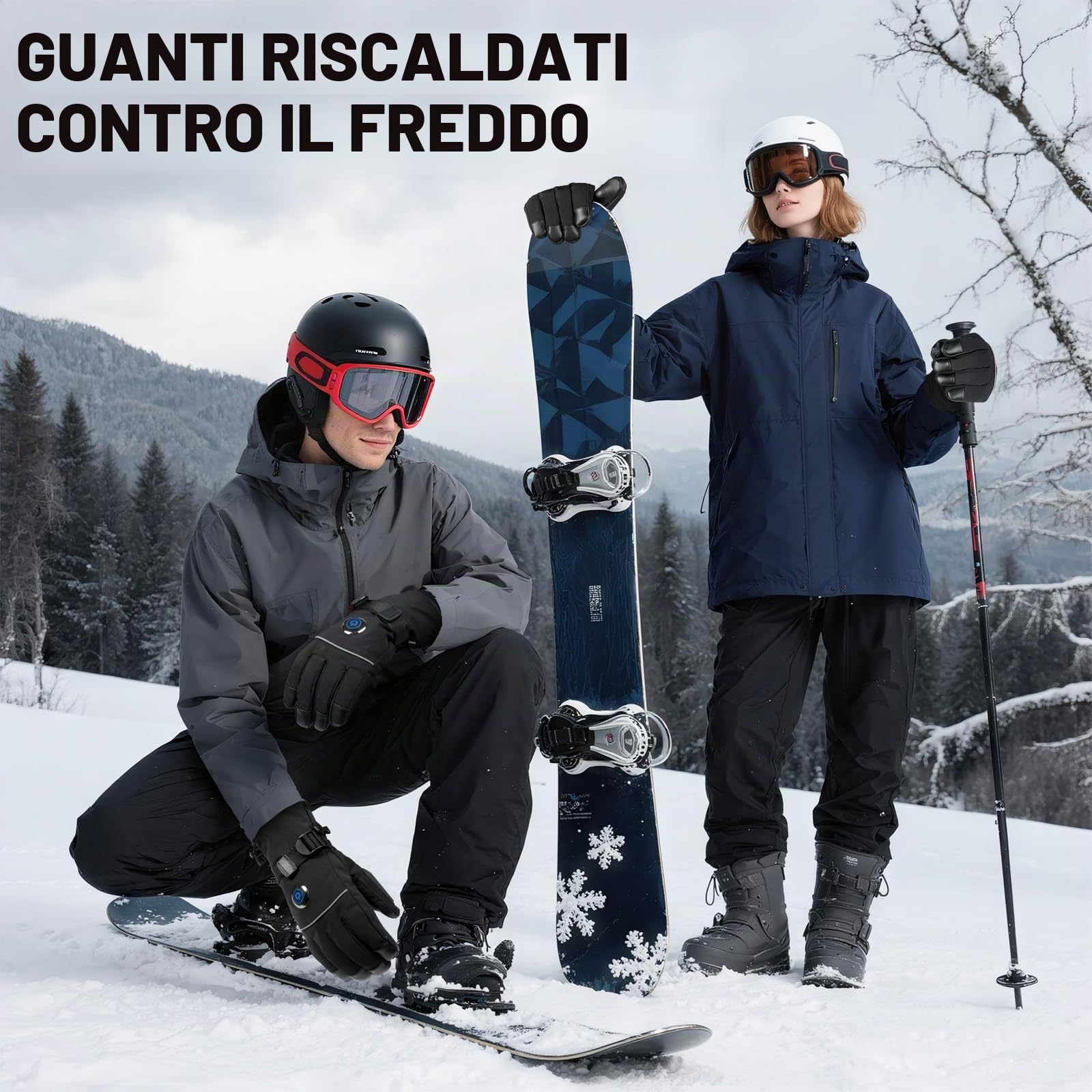 Guanti riscaldati, 5 V, 6000 mAh, ricaricabili, guanti riscaldati per uomo e donna, guanti riscaldanti elettrici antiscivolo per motociclismo, caccia, sci, lavoro all'aperto