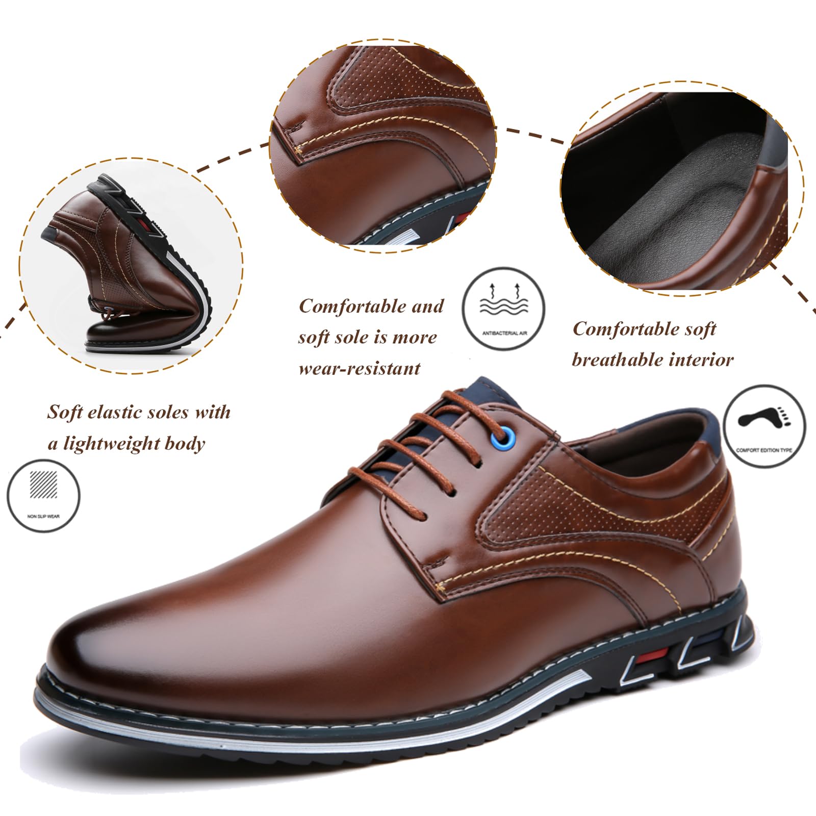 Zapatos de Negocios Casuales para Hombre - Ligeros, Suaves y Modernos, Oxford de Vestir, Mocasines de Cuero