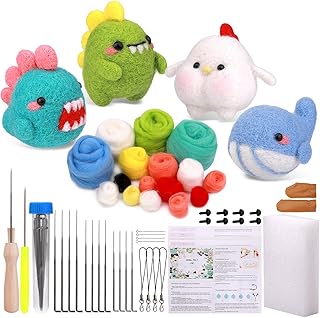 Needle Felting Kit for Beginners, Complete Needle Felting Tools with Felting Needles, Instructions, Felting Foam Mat, Needle Felting Kit for DIY Craft Animal Home Decoration Birthday Gift