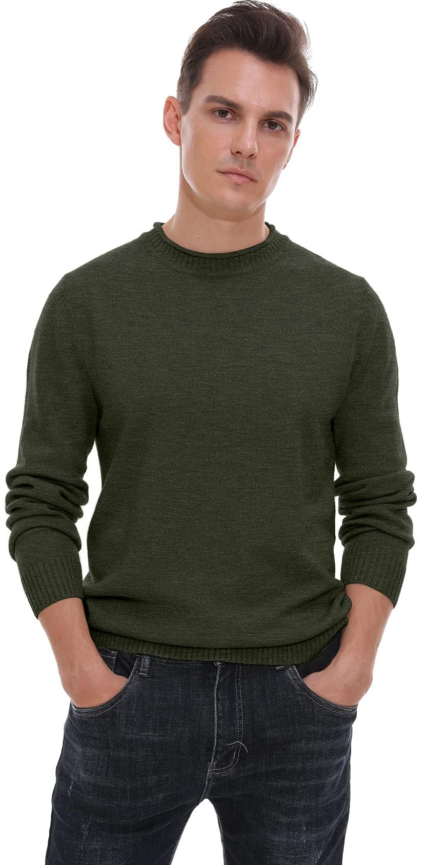 Sailwind Pull Homme Col Rond Maille Top Homme Classique Vintage Casuals Automne Hiver Couleur Unie Chaude