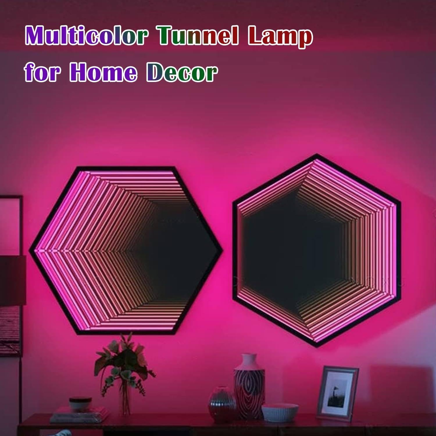 Lustrzane światło tunelowe, lustro ścienne LED Infinity z wielokolorowym światłem zmieniającym kolor, światło tunelowe LED zmieniające kolor z pilotem, do sypialni/imprezy/dekoracji domu 30cm/11.8"
