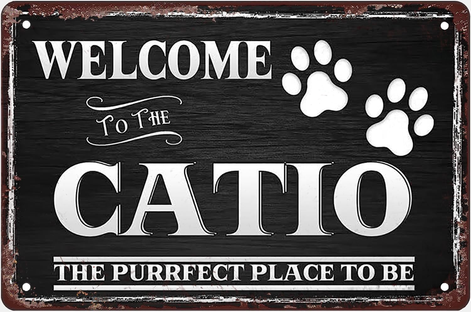 Welcome To The Catio Metal Tin Sign Vintage Look Wall Cat Art Sign For Family Cafe Bar Farmhouse Garden Garage Inspirational Quotes Wall Decor Gift For Women Men 8x5.5 Inch Plaque Tin Sign
